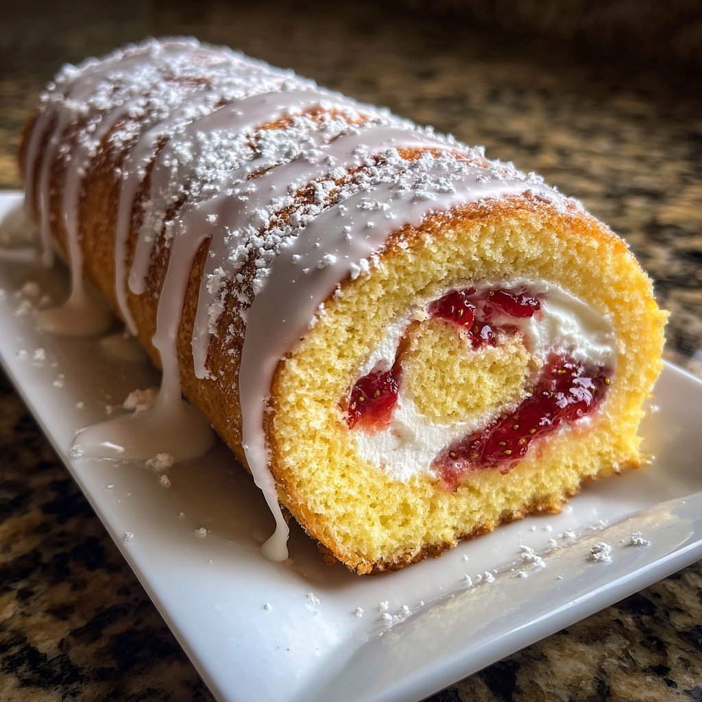 Erdbeer Biskuitrolle