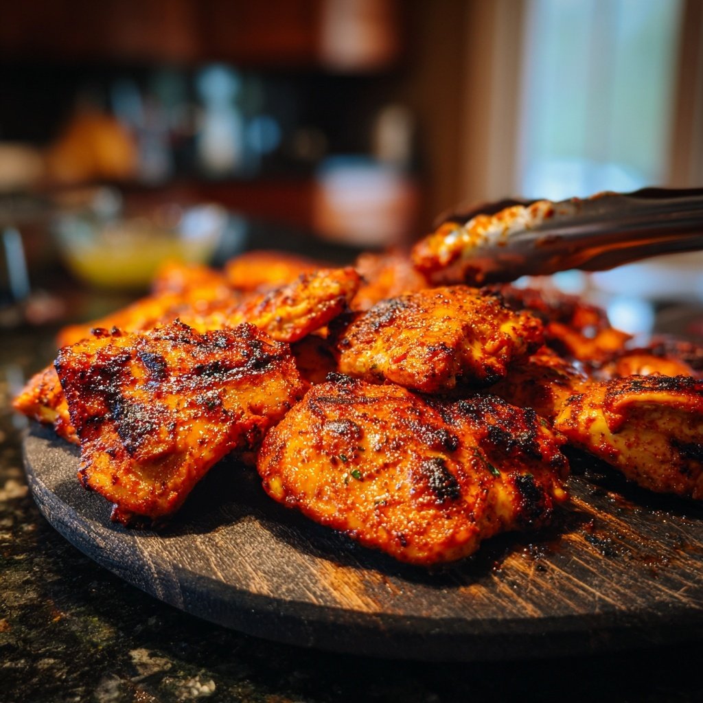 Gegrillte Hähnchenschenkel Mit Paprika Marinade