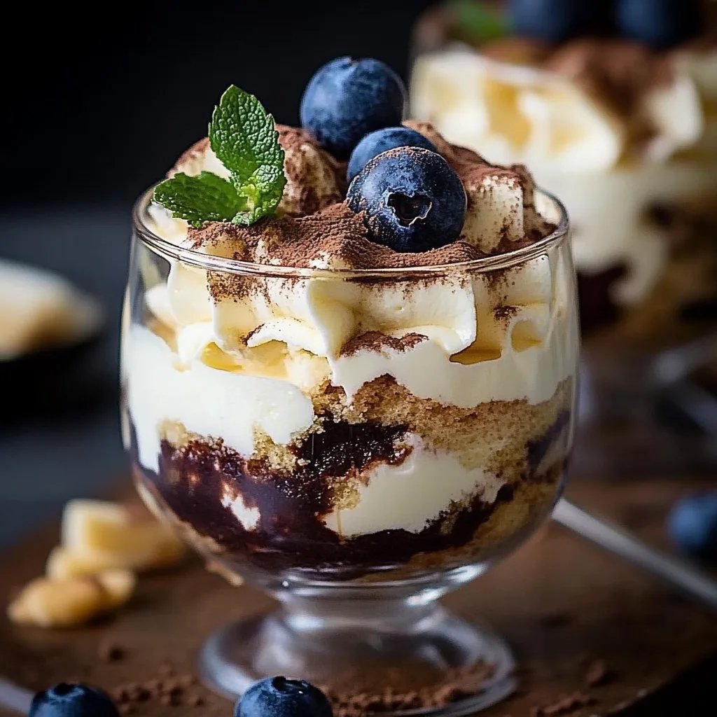 Blaubeer Tiramisu im Glas ohne Ei & Alkohol