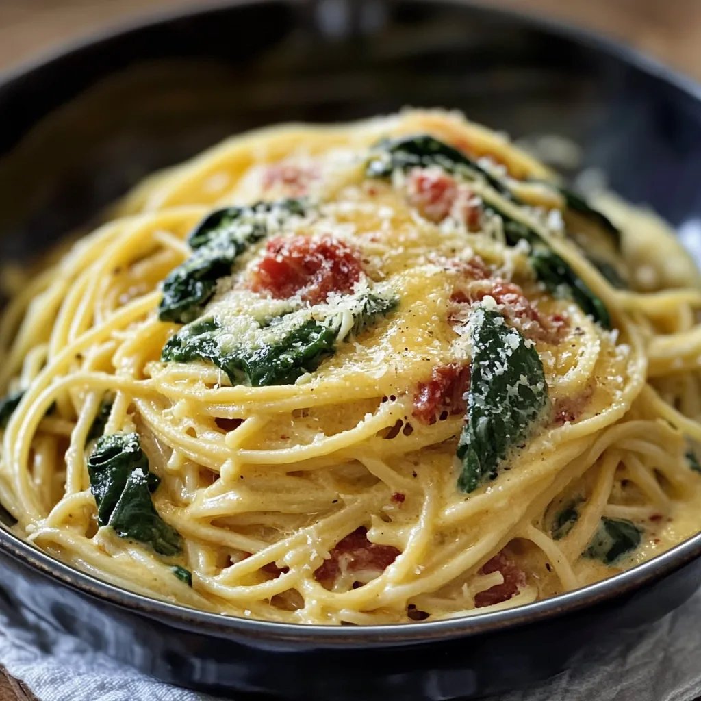 Spaghetti mit Spinat Frischkäse-Sauce